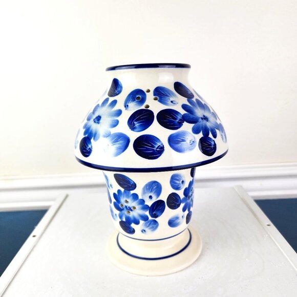 Wax Melt Tea Light Two Piece Blue White Lamp Thailand - Picture 1 of 8